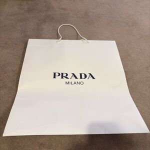 Authentic Prada (Medium) Paper Shopping Gift Bag (White)